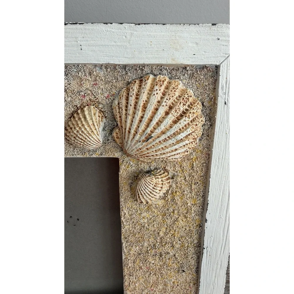 Seashell Picture Frame Beach Shell Nautical White Distressed Decor for 4x6 Photo